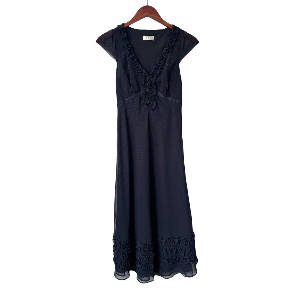 Loft Chiffon Polka Dot Midi Dress 